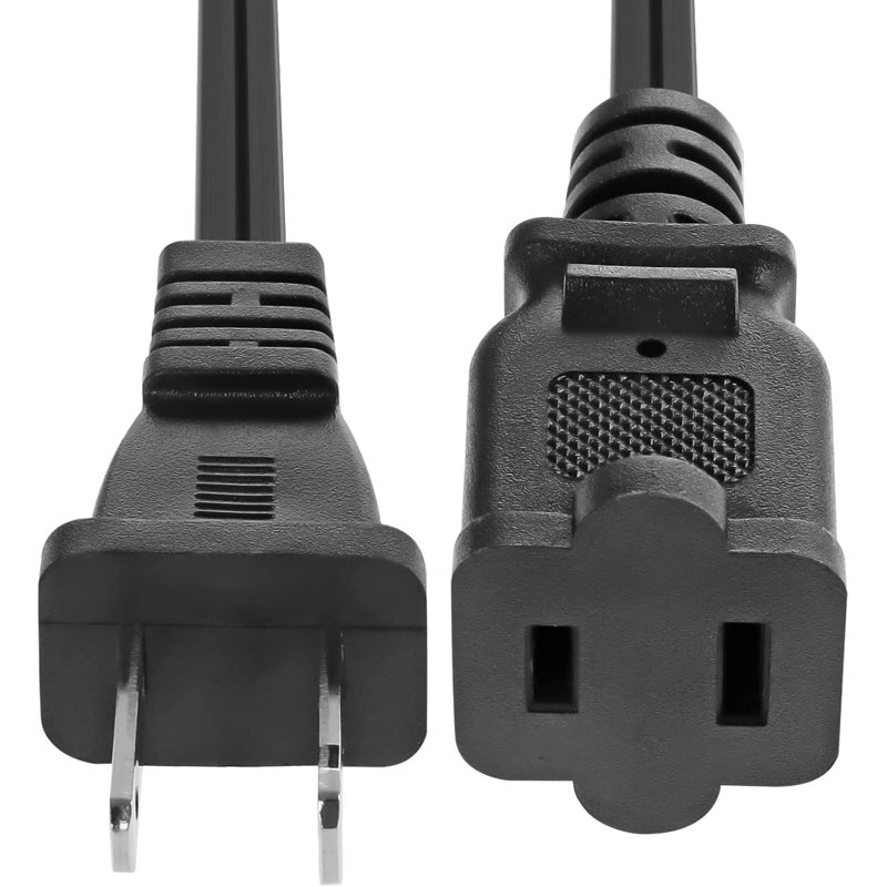 5 Core AC Power Cord 10 Ft US Polarized 2 Prong Extension Cable