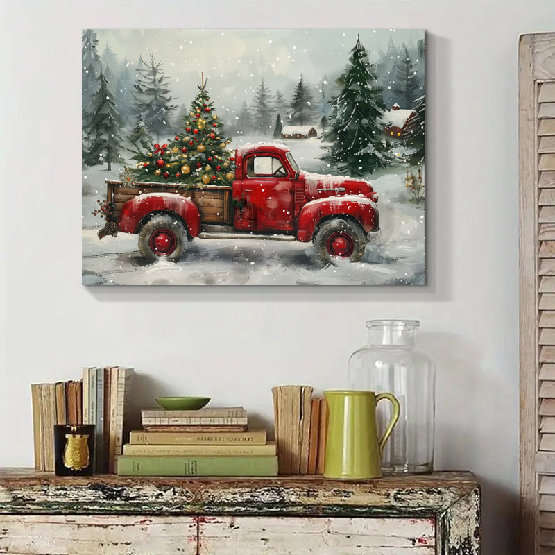 Arbre de Noël, art mural sur toile, H 24 po x l 36 po
