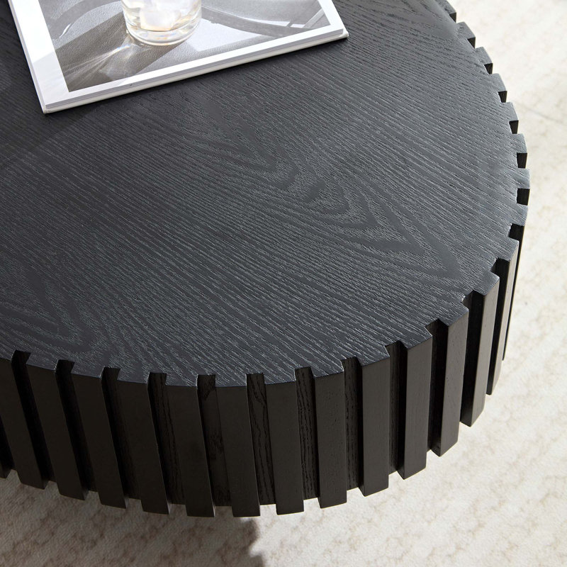 Handcraft Oval Drum Coffee Table, Black
