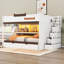 Lit superposé double au-dessus de double avec lit gigogne simple et escalier de rangement, lit superposé peu encombrant avec tablettes, DEL pour enfants adolescents-832255784