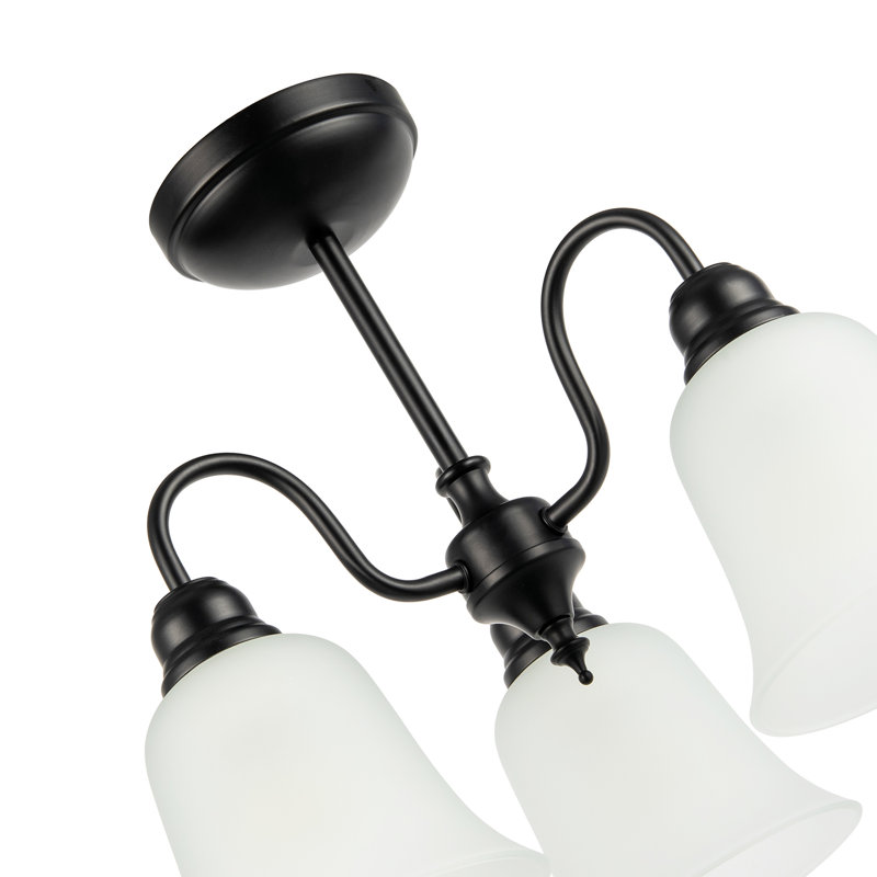 Glass Semi Flush Mount, Matte Black