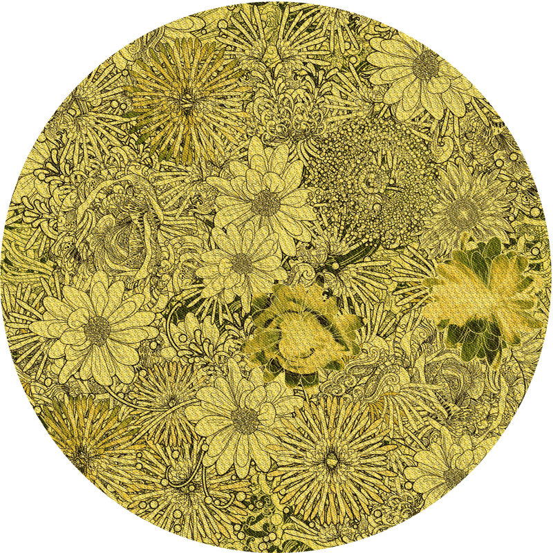 Floral Indoor Rug, Round 5'