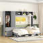 Grand lit escamotable mural avec placard et tiroirs-931708745