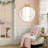 28" French Country Round Vanity Mirror, Cream & Gold Bow Framed Mirror for Nursery-830881203-827418199