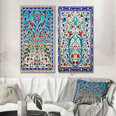 Porte de carrelage bleu marocain II - ensemble de 2 reproductions d'art mural