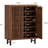 33.46" Modern Walnut Wooden  6-Tier Shoe Cabinet With Louvered Doors-1933676311