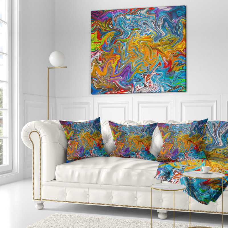Coussin contemporain à écoulement fractal, 18 po x 18 po