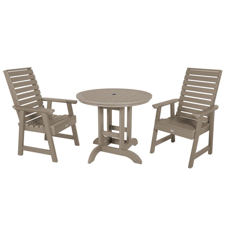 Midwest 2 - Person Patio Dining Set with Round Table, Woodland Brown