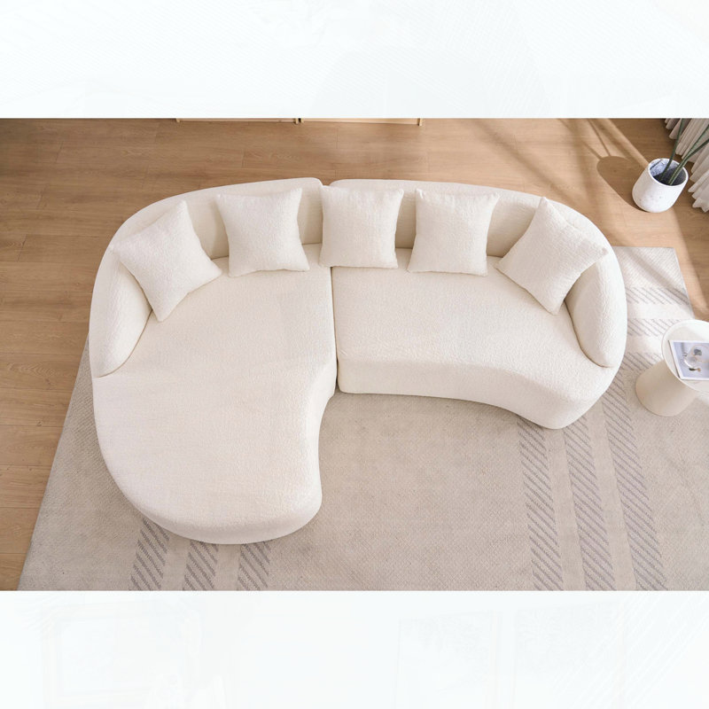 Canapé modulaire en L avec méridienne incurvée - amélioré, Blanc