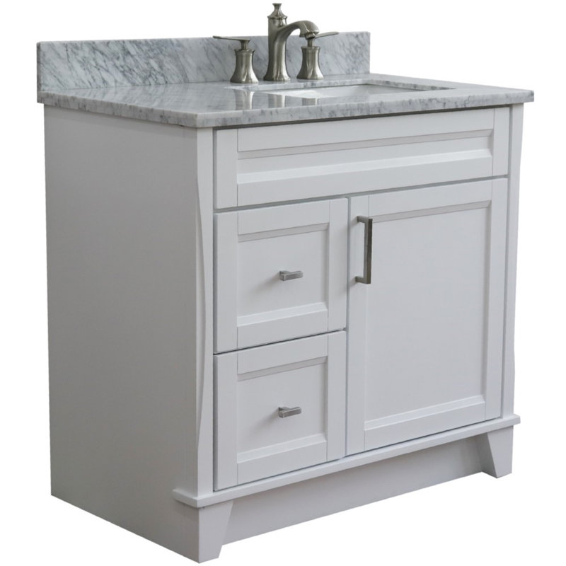 Safia 37'' Single Bathroom Vanity with Carrara Marble Top