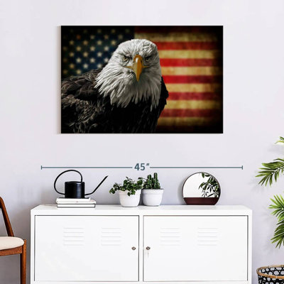 Aigle et drapeau de l'Amérique - reproduction sur toile tendue