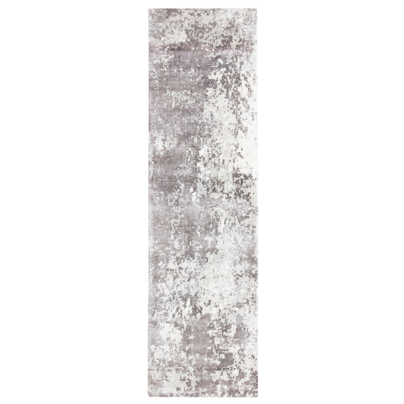Tapis gris tissé à plat à la main Mcelroy, Tapis de couloir 2 pi 6 po x 9 pi
