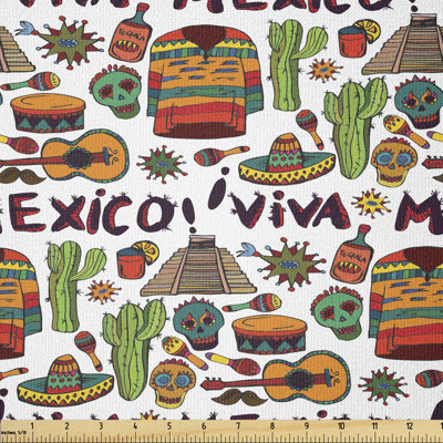 Tissu mexicain près de la cour, image de salsa et de piments forts Poncho Téquila, éléments natifs de Viva Mexico