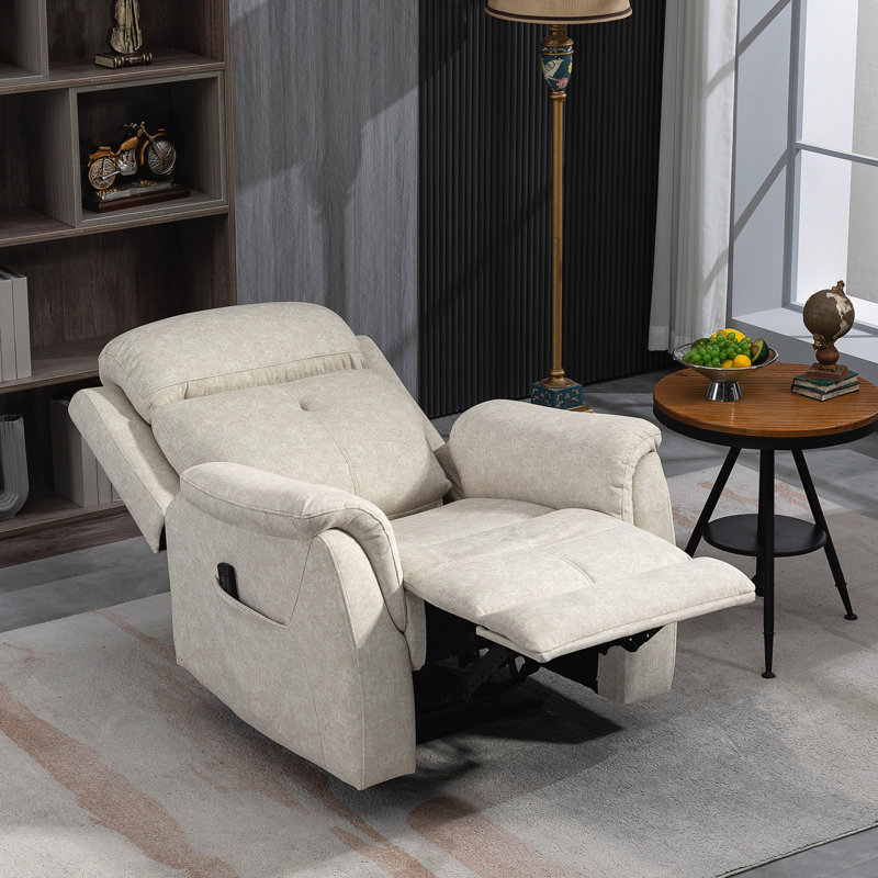 Fauteuil de massage inclinable électrique, 100 % polyester beige