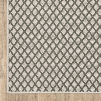 Tapis intérieur / extérieur géométrique beige / gris Sipriano