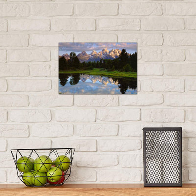 Teton Range and Its Reflection in Snake River, Grand Teton National Park, Wyoming, USA 1 Piece Wrapped Canvas Wall Art
