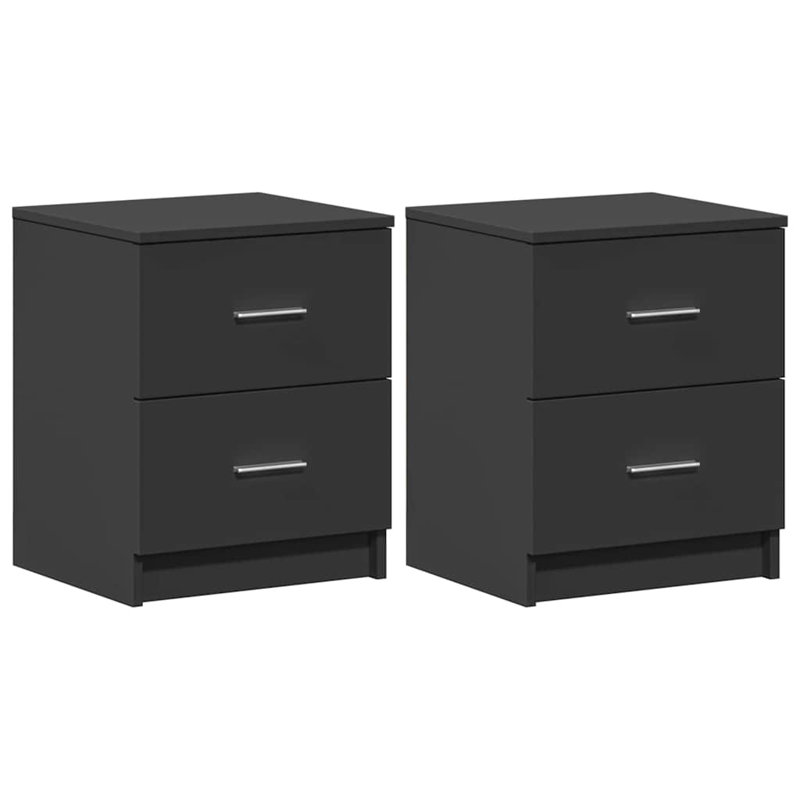 Bedside Cabinets 2 Pcs With 2 Drawers 40X36x50 Cm, Black, 2