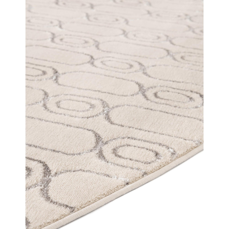 Latitude Run® Column Nikica Rug White and Silver, Round 6'1"