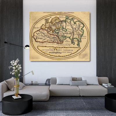 Lark Manor™ Vintage Maps Gallery Wrapped Canvas Art Titled: Antique World Map 61920