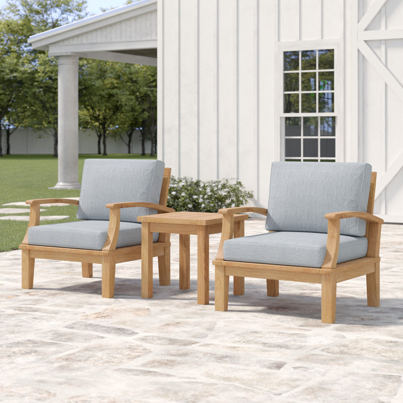 Modway Marina 3 Piece Outdoor Patio Teak Set, Gray