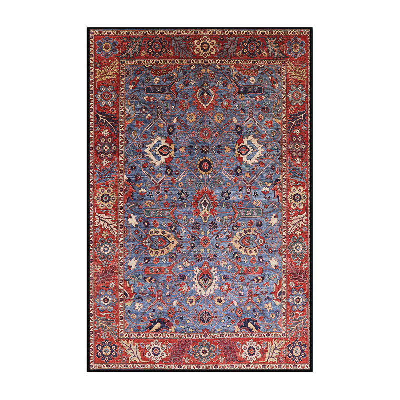 Tapis oriental rouge / bleu Rue, Rectangle 8 pi x 10 pi