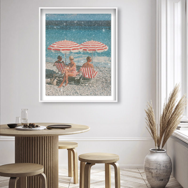 Retro Beach Bliss III Shadowbox Landscape & Nature Print by Oliver Gal, Black Frame, 16 x 20, 21.5"H x 25.5"W