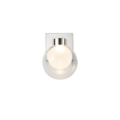 Crewe - 1-Light Wall Sconce - Polished Nickel Finish - Clear outer with Frosted inner Glass Shade