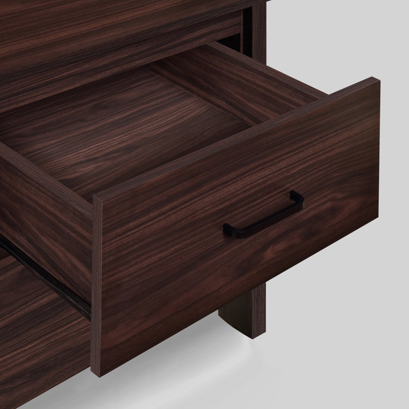 Akshata 19.15'' W Particle Board / Chipboard Nightstand, Walnut, Set of 2