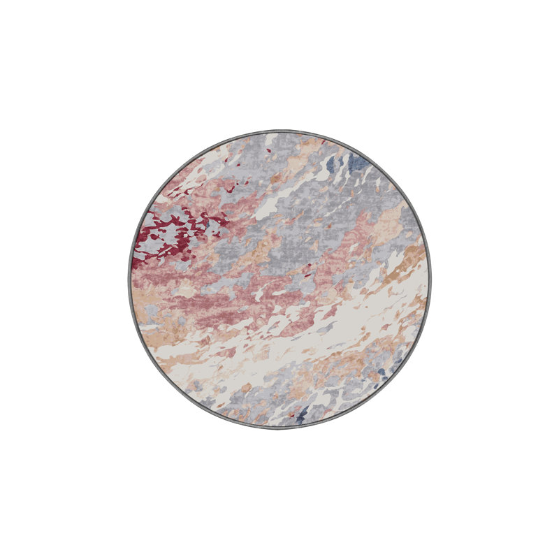 Tapis gris lavable à la machine, Rond 3 pi