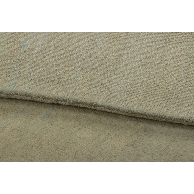Rug & Kilim’S Contemporary Textural Solid Rug In Green, Blue & Cream With Striae