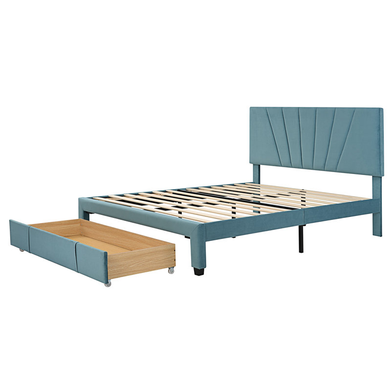 Crisfield Queen Storage Platform Bed, Blue