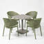 ALBIN 80 Square Table Nickel Grey with 4 PETRA Chair Avocado Set
