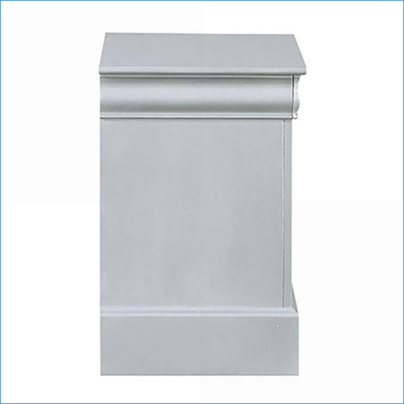 Platinum 2-Drawer Traditional Nightstand for Bedroom, Silver