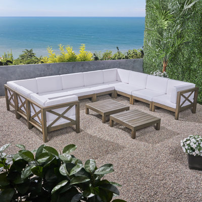 Ensemble de conversation modulaire d'extérieur 12 pièces avec coussin