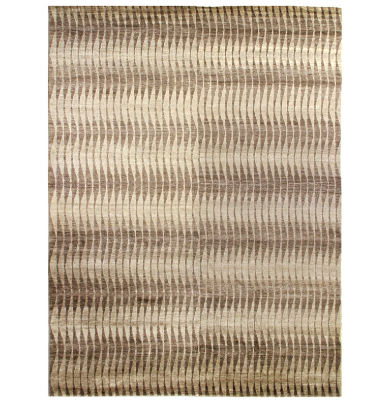 Abstract Area Rug in Ivory/Brown, Rectangle 12' x 15'