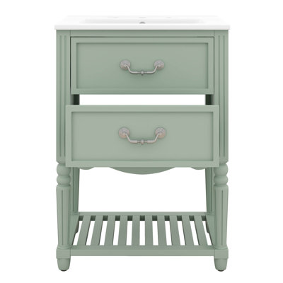 Meuble-lavabo 24 po avec lavabo, tiroirs et tablette ouverte