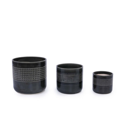 Ensemble de 3 pots de fleurs élégants, jardinière d'extérieur pour patio, jardin