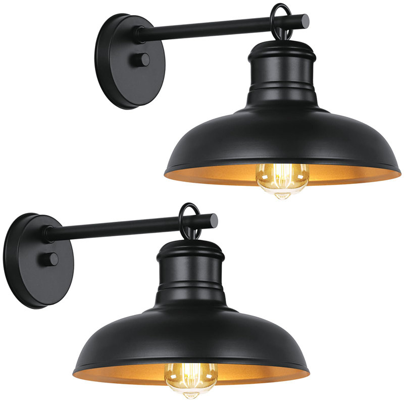 2-Pack Farmhouse Exterior Wall Sconces, Anti-Rust Waterproof Barn Light Fixtures, Outdoor Wall Lanterns with E26 Socket for Patio, Porch, Doorway & Garage