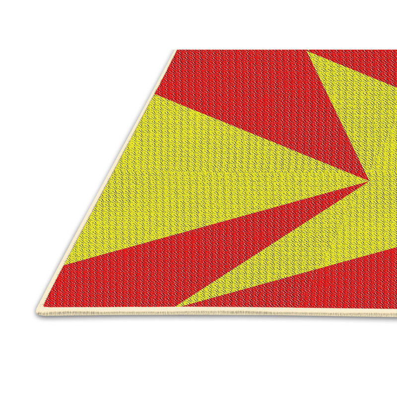 Tapis rouge / jaune à motif abstrait Marlene, Tapis de couloir 2 pi x 5 pi