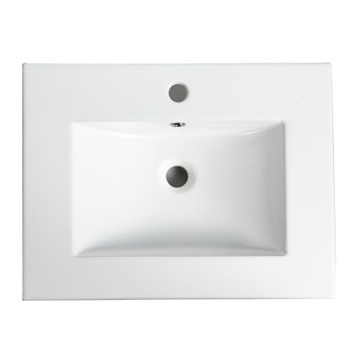 Lavabo vasque en céramique 24 po, aspect moderne, 0,81 po d'épaisseur, 18,84 po de largeur - blanc brillant, 18,84 po. L 6,54 po, poids exquis de 25,32 lb