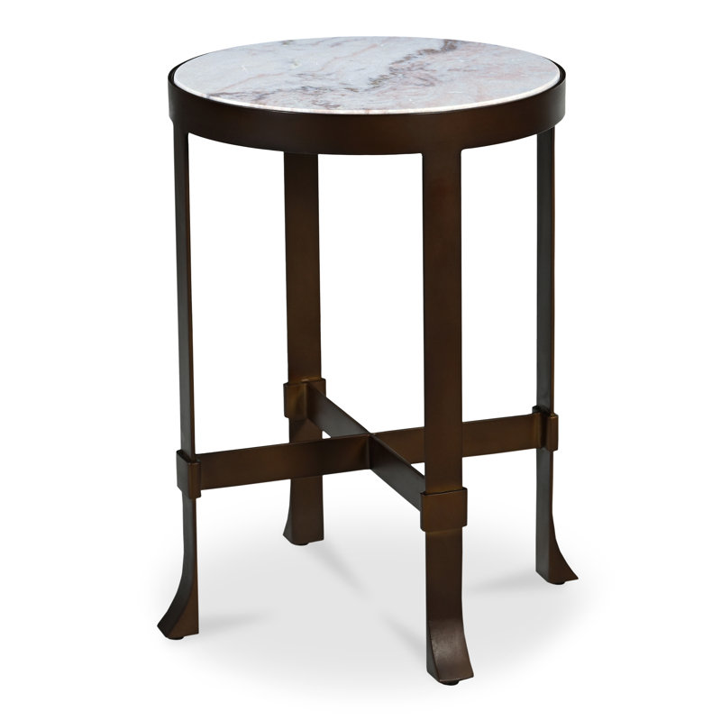 Holli Side Table White Marble, White/Dark Bronze