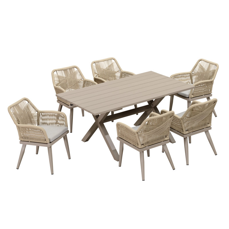 Patio Dining Set, 29.13" H x 62.99" W x 38.58" D, 6
