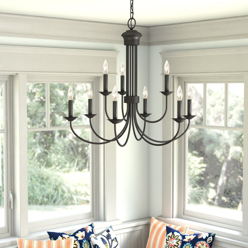 Lustre style chandelier 9 lumières Arunvir, Noir