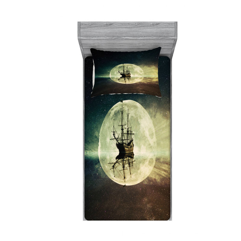 Ensemble de draps Old Ship on Sea, Ensemble de draps pour lit simple avec drap-housse