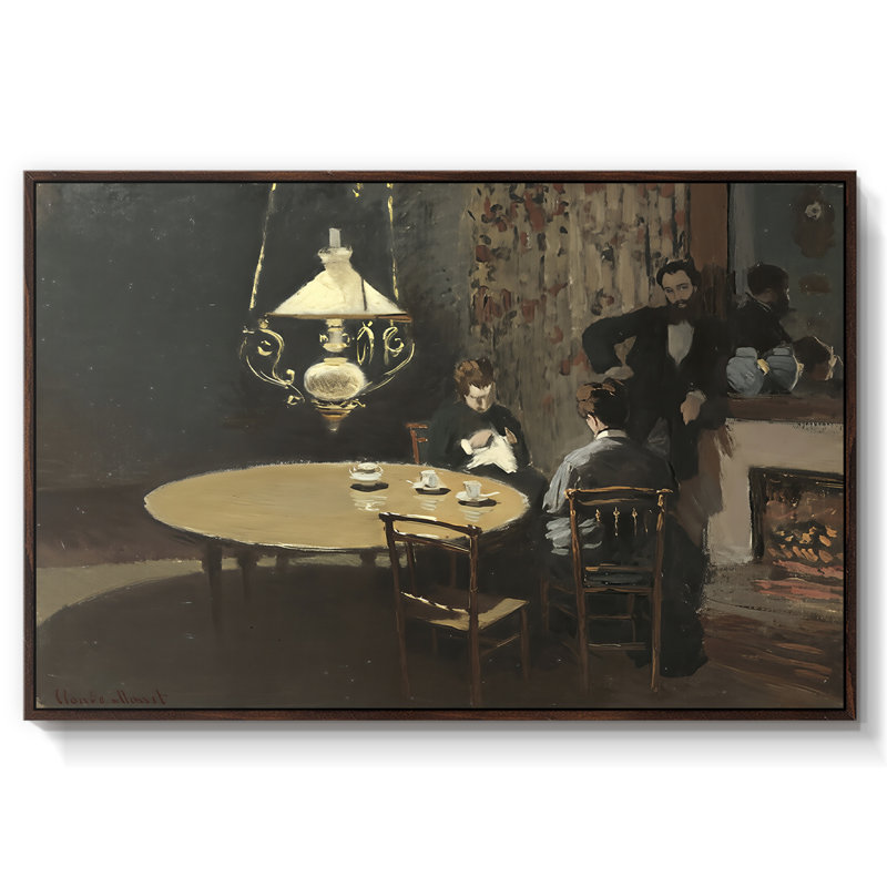 Intérieur, après dîner (Intérieur, après dîner), 1868-1869 - Claude Monet, toile tendue avec châssis, 26 x 40, Noyer