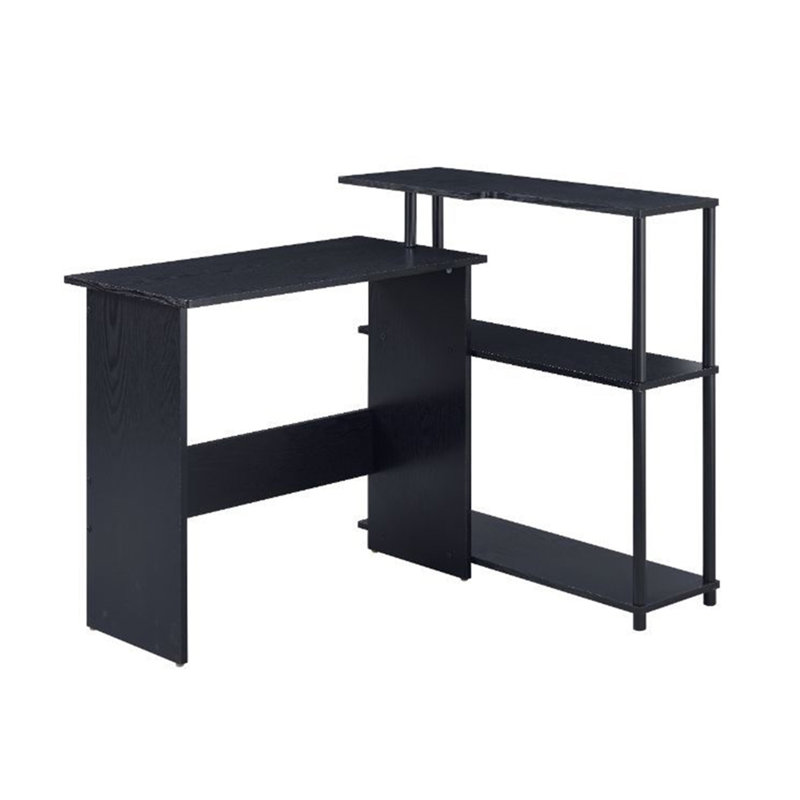 Bureau d'écriture rectangulaire avec tablette latérale (sans les chaises de bureau), Noir