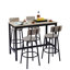 Table de bar de 61,6 cm de large avec 4 tabourets gris, siège confortable en PU, tabourets de style moderne gris. 117 cm de long x 87,4 cm de haut. Structure robuste en fer, assise rembourrée pour un confort optimal.