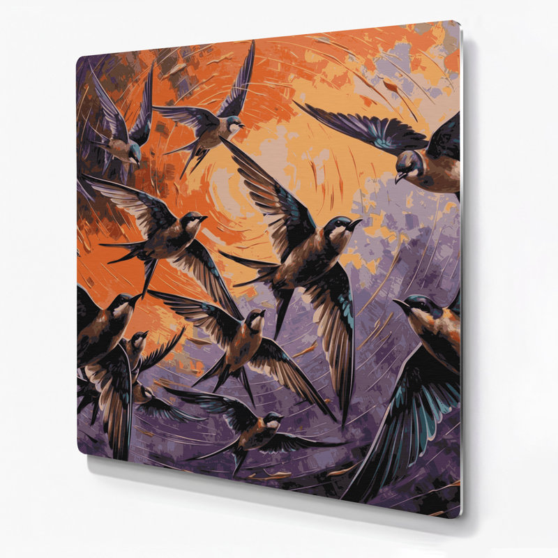 Art mural en métal oiseaux, H 12 po x l 12 po