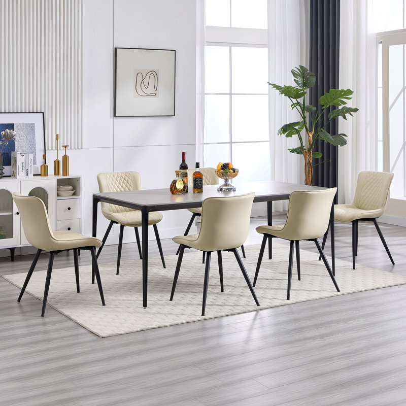 Modern faux leather side dining chair, Beige