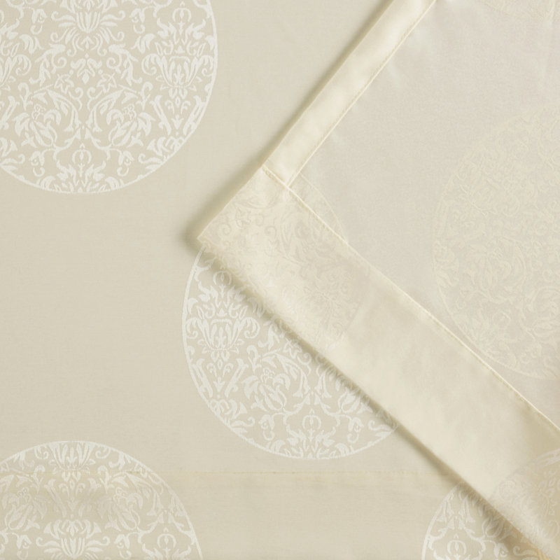 Ivory Linen Jacquard Grommet Top Curtain Panels